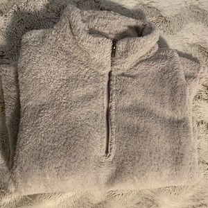 fuzzy gray quarter zip